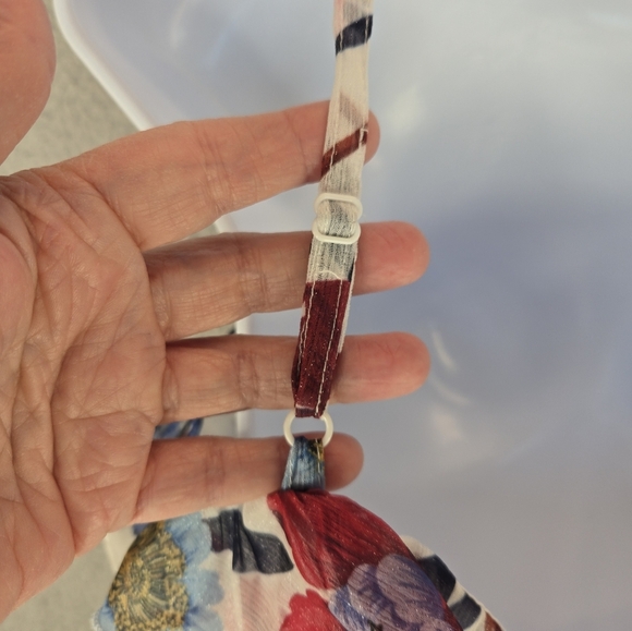 French Connection Womens Cami Top Sz 4 Aden Lurex Frill Ruffle Adj Straps Floral - Picture 8 of 13